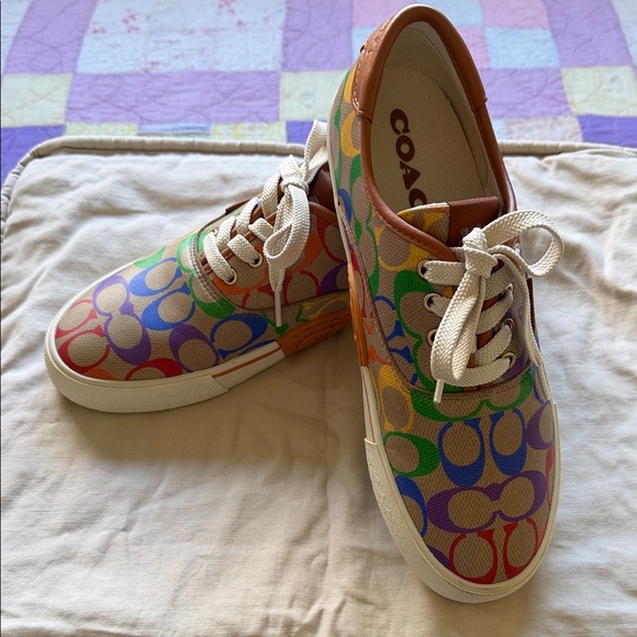 Coach Shoes - Coach Rainbow Signature Canvas Low-Top Sneakers